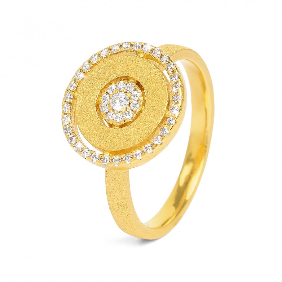 Ring mit Zirkonia I 925 Silber I 24K-goldplattiert