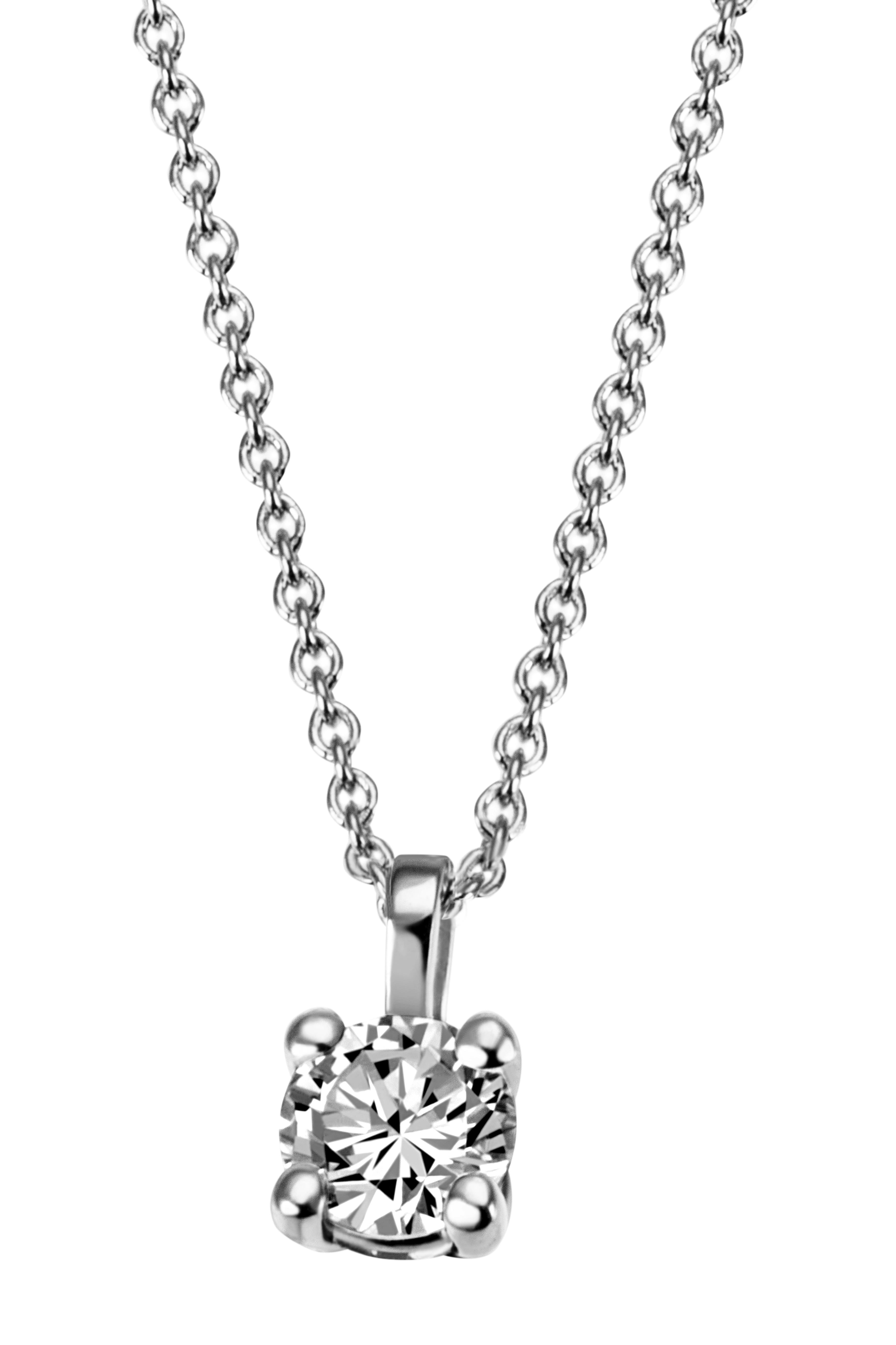 Brillantanhänger mit Kette I 585 WG I 0.10ct