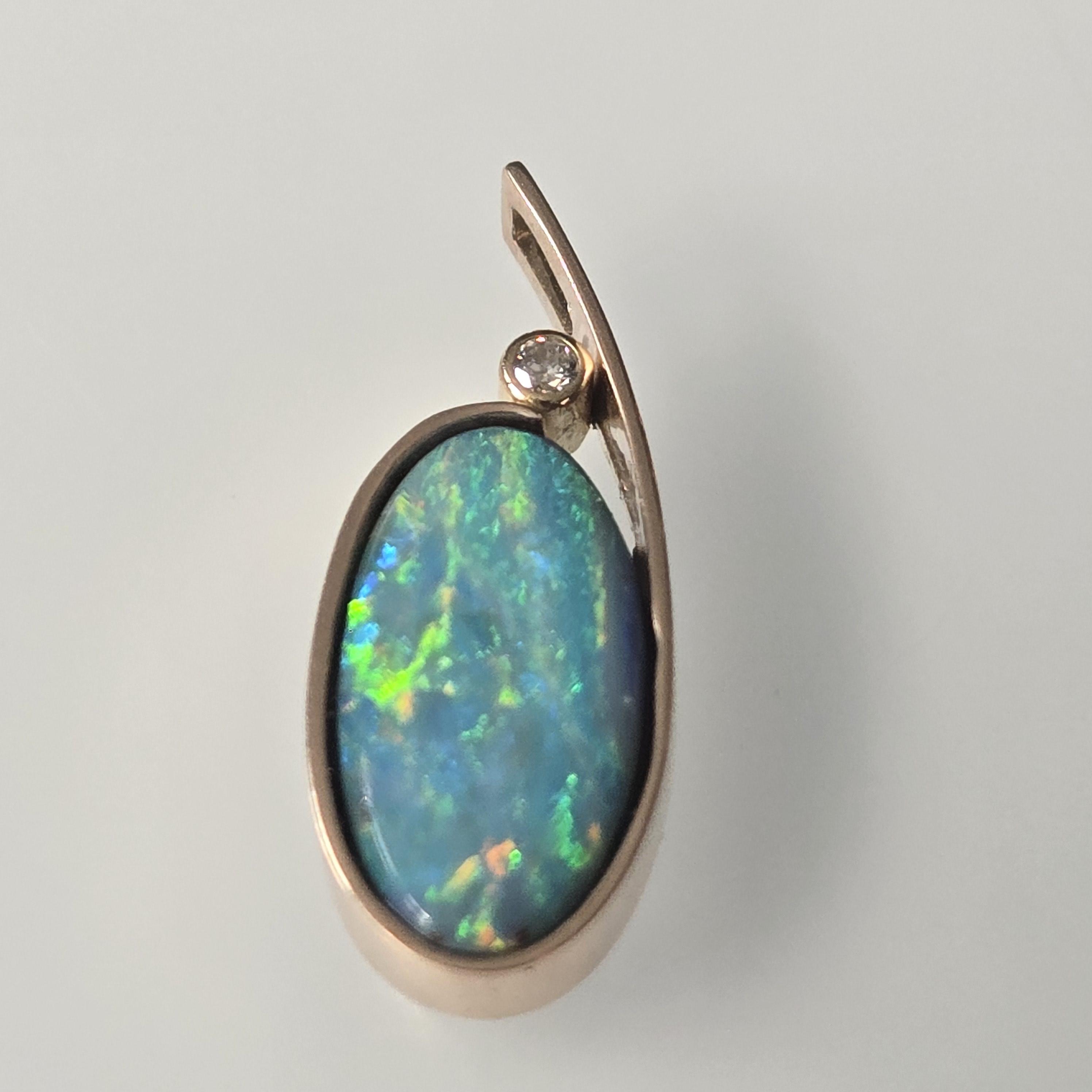 Opalanhänger mit Brillant I 585 Gold I 0,01ct