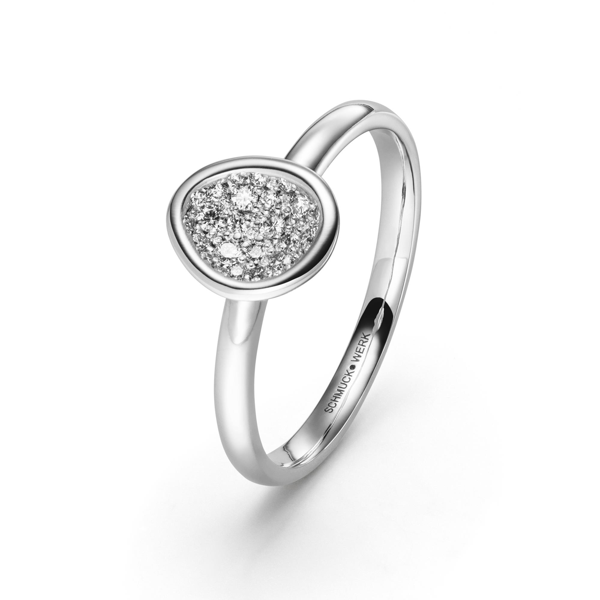 Brillantring Kristall I 950 Pt I 23 Brill. 0,12ct