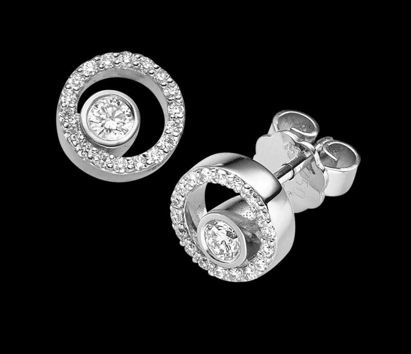 Brillantohrstecker Weißgold 750 Weißgold