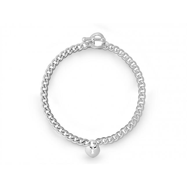 Armband 925 Silber mit Herzschloss I 18cm